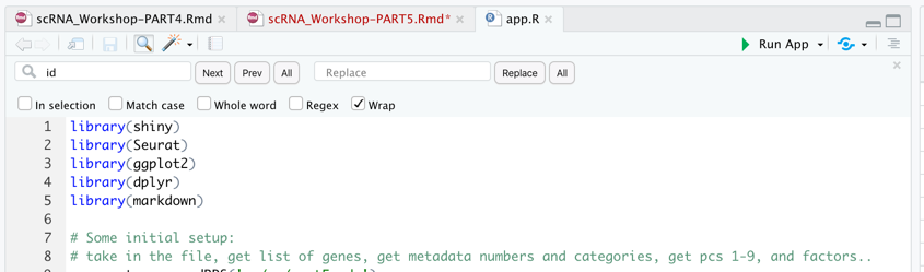 Now Click run app at the top of RStudio: