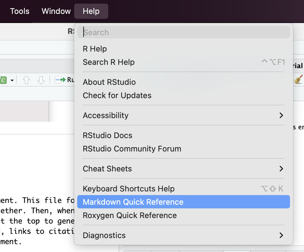 Open the Markdown quick reference